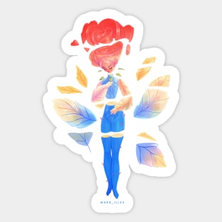 Red Rose Girl Cut Sticker